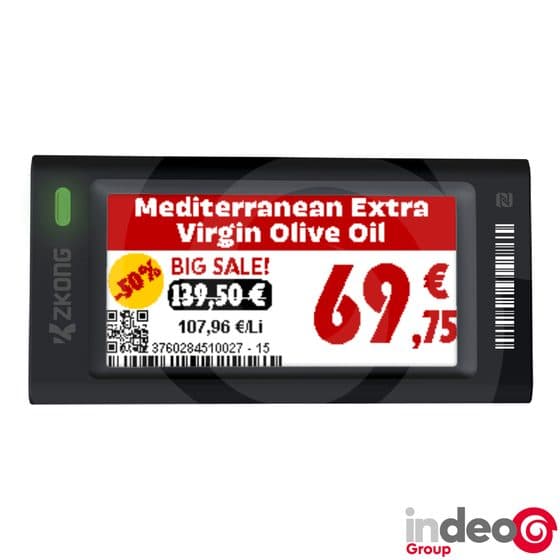 Étiquette électronique Indeo 2,13″ cadre noir