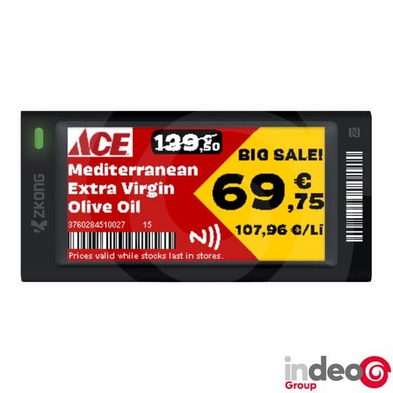 Étiquette électronique Indeo 2,6″ cadre noir