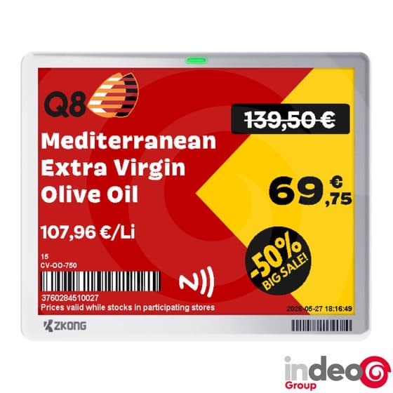 Étiquette électronique Indeo 5,8″ cadre blanc