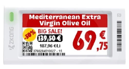 Étiquette électronique Indeo sur rayon